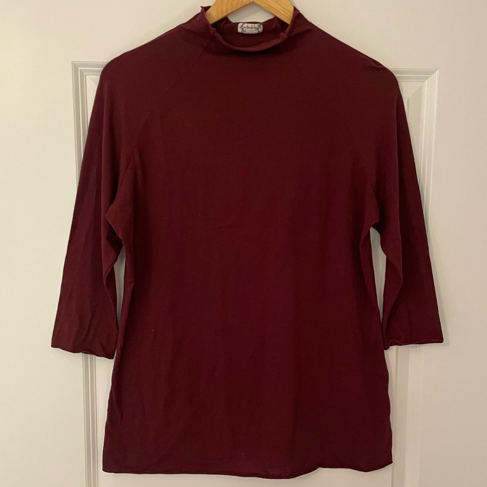 Free People Intimately Burgundy Three Quarter Sleeve Top